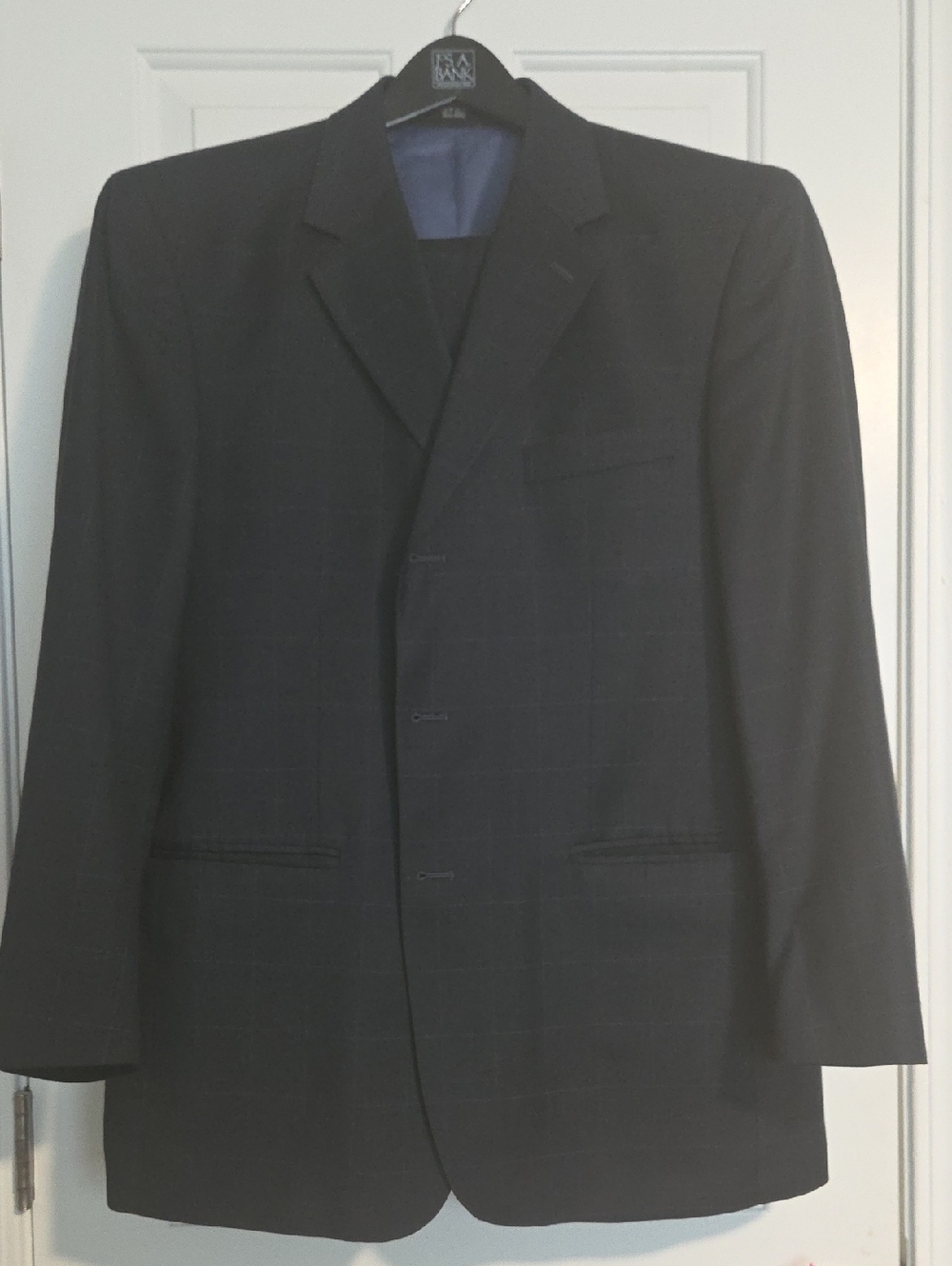 Men's Navy Windowpane Blazer - Classic Single-Breasted Suit Jacket With Pants